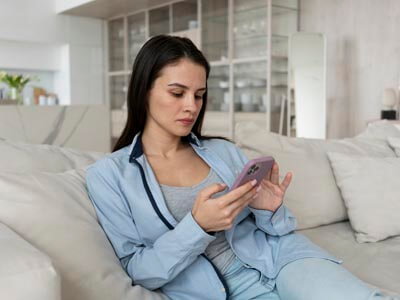 Paciente marcando consulta pelo celular