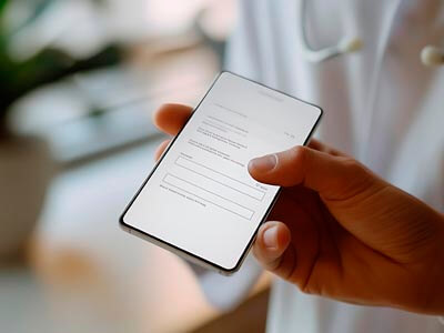 Tela de celular com SMS de lembrete da clínica